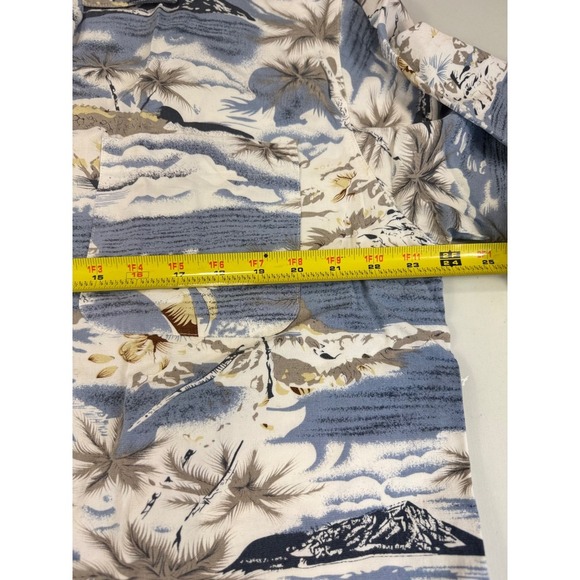 Milano Bay Mens XL Hawaiian Shirt Palm Tree Island Print Blue Casual Button Up - Picture 5 of 9